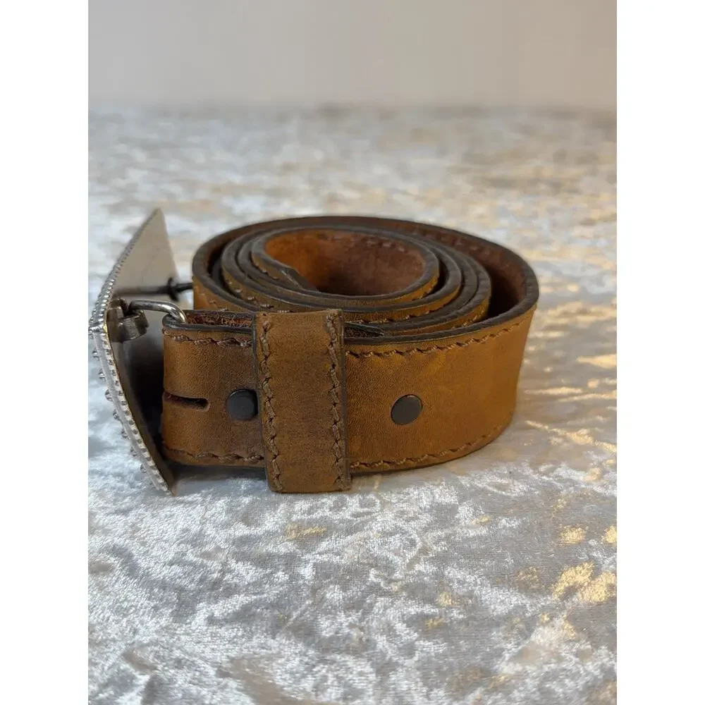 Justin USA Leather‎ Belt American Flag Western Buckle Brown Size 40 Cowboy